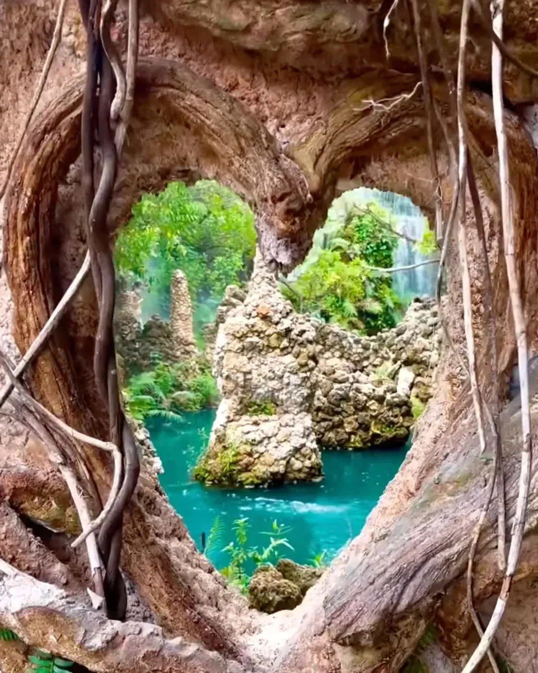 Refreshing jungle waterfall experience