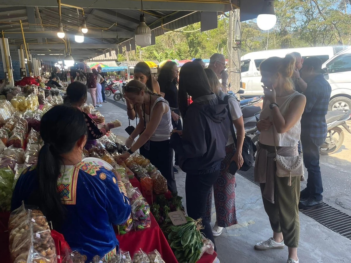 Tourists shopping at Hmong Market on Doi Inthanon