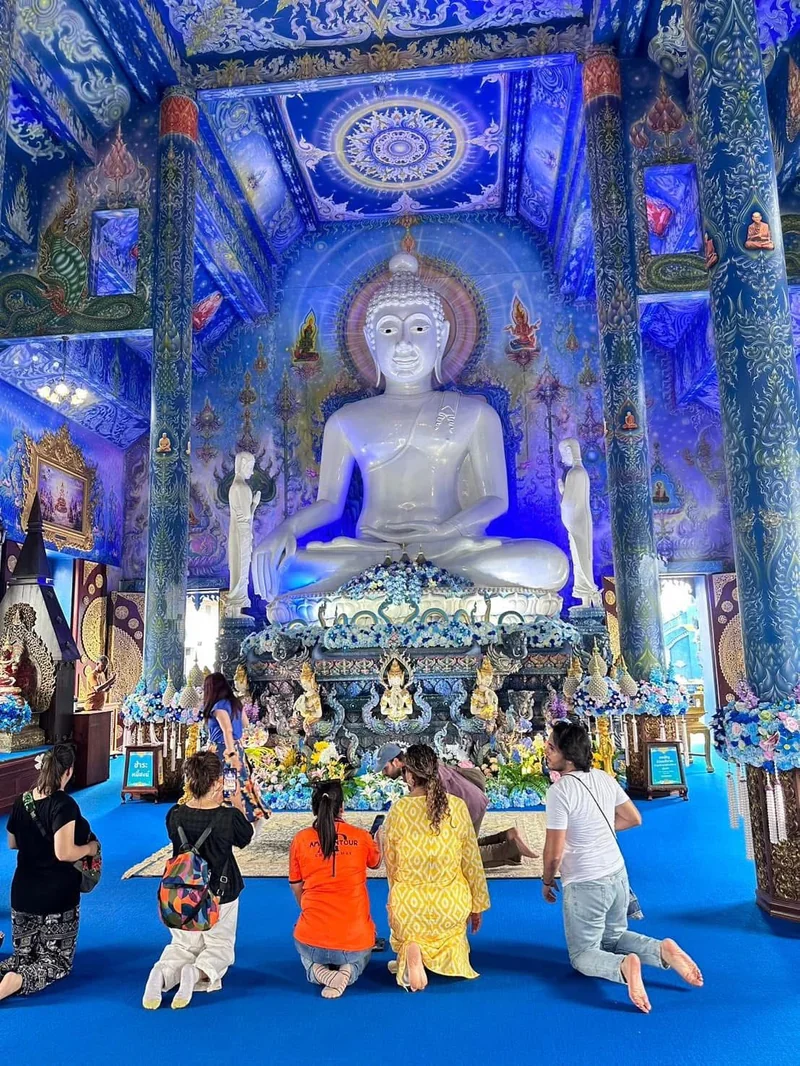 Blue Temple stunning interior with Buddha