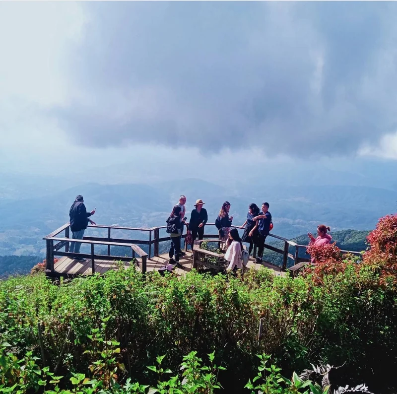 Mountain viewpoint with visitors